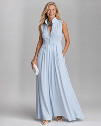Virelia | Sleeveless Collared Flowing Maxi Dress