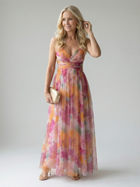 Sleeveless Wrap-Bodice Maxi Dress