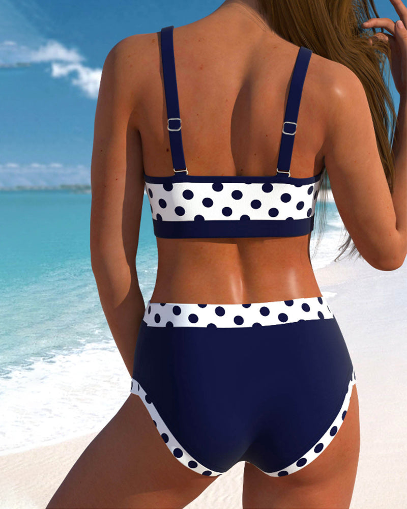 Harper | High-Waist Polka Dot Patchwork Bikini
