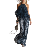 ISABELLA | ELEGANT IN CHIFFON WITH HIGH NECK TOP AND WIDE PRINTED PANTS