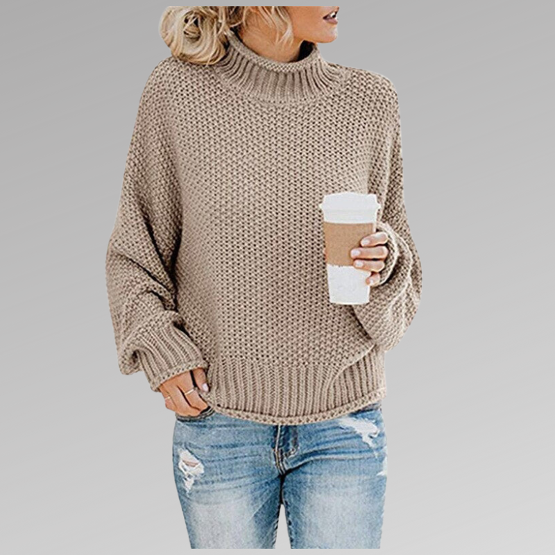 High-Neck Pullover Sweater
