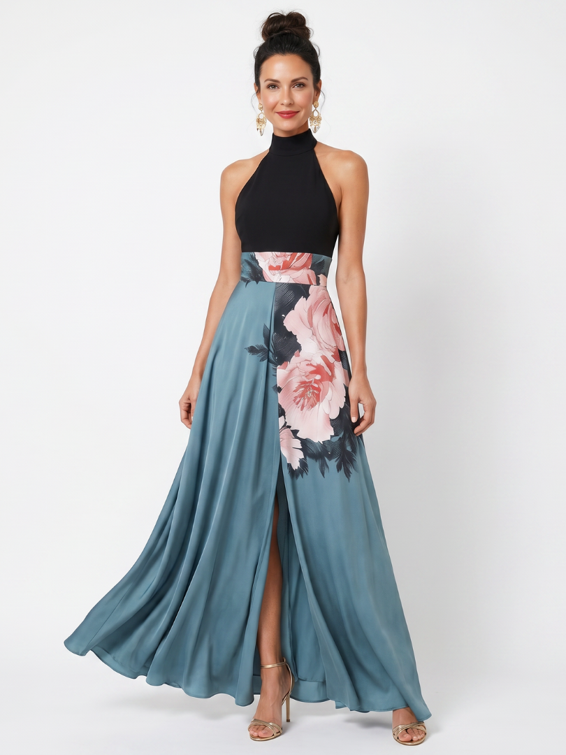 Maya | Floral Halter Maxi Dress