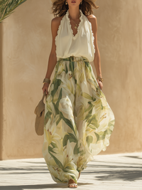 Nora | Fluid Two-Piece Set with Lily Print