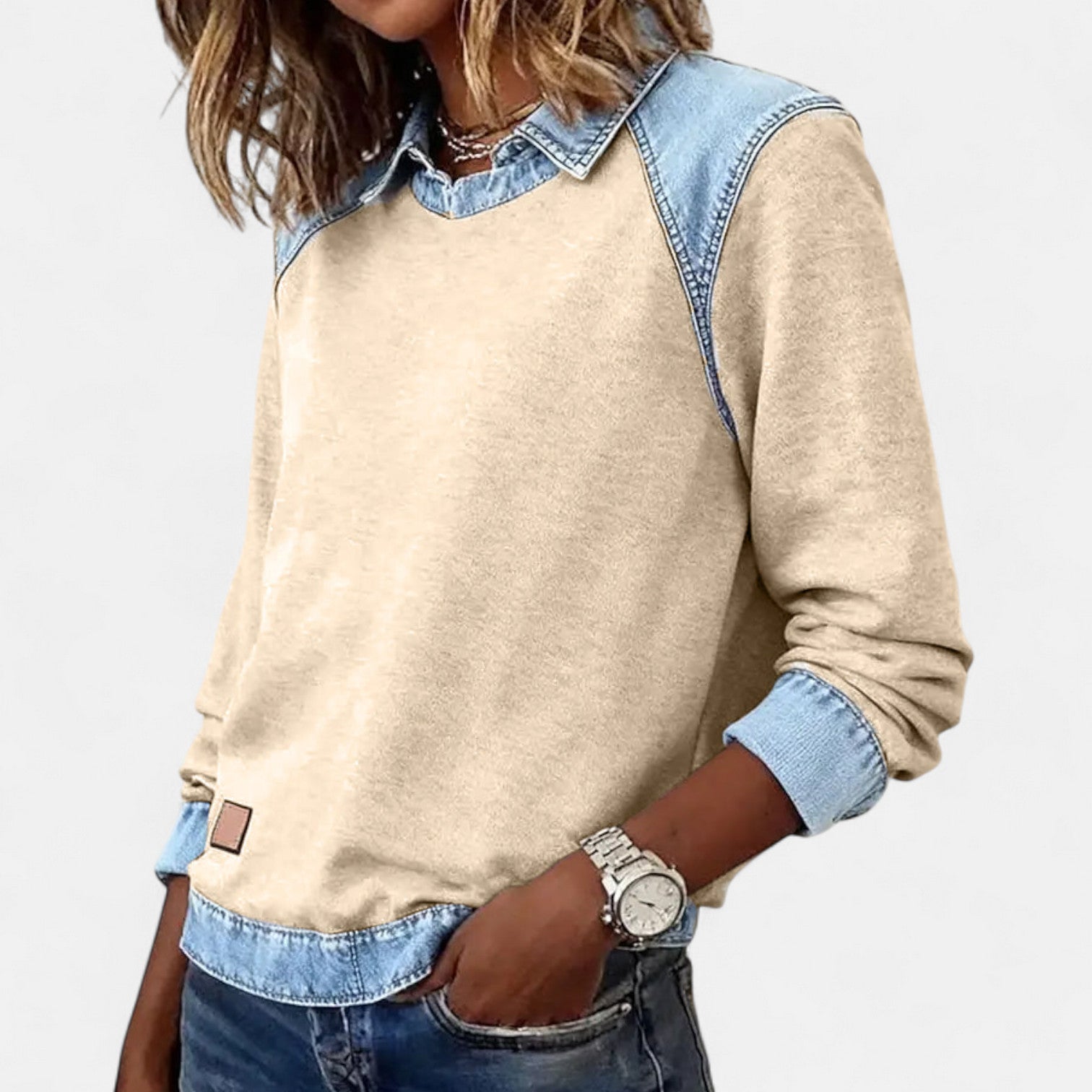 Collared Long-Sleeve Blouse