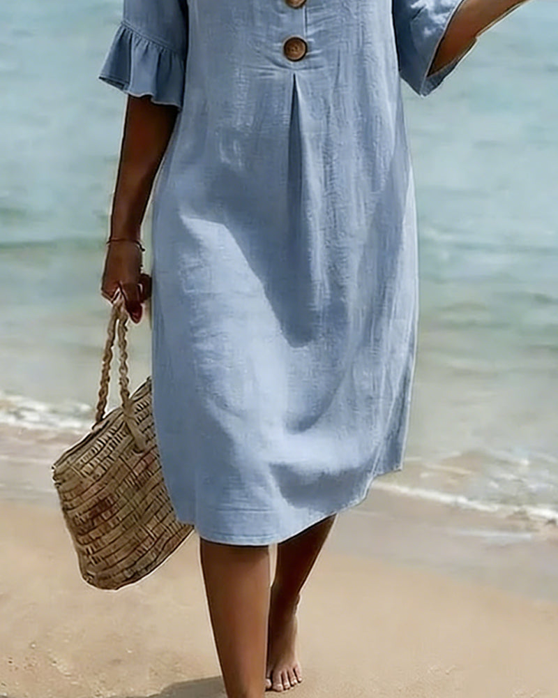 Maya | Cotton Ruffled-Sleeve Dress