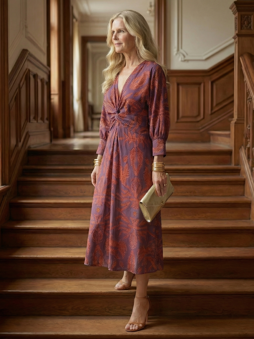 Imani | Long-Sleeve Wrap Midi Dress