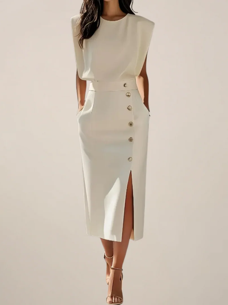 Harper | Midi Dress with Defined Waist