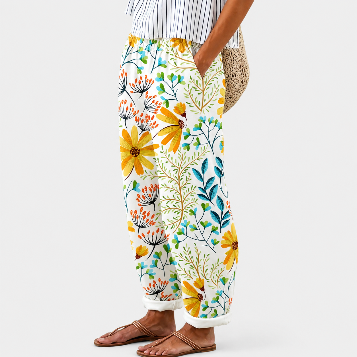 Aisha | Elastic-Waist Floral Pants