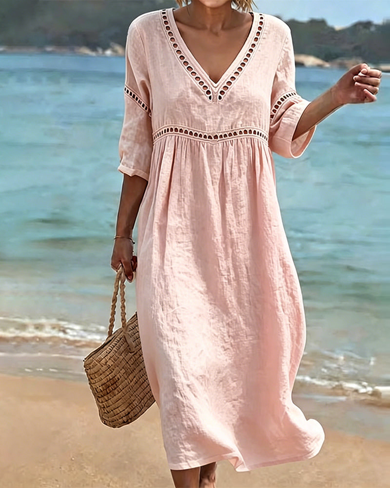 Casual Solid A-Line Dress