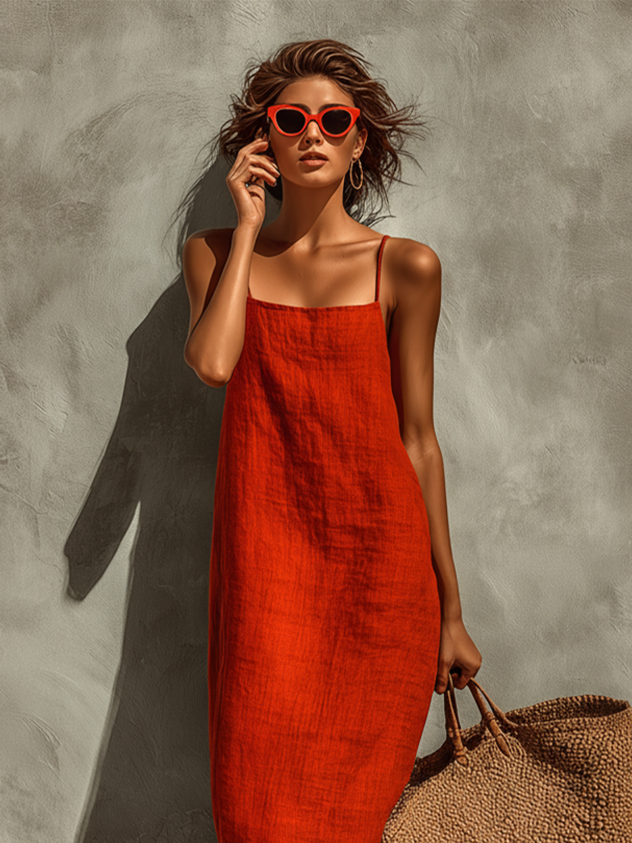 Amara | Cotton Maxi Dress, Square Neck