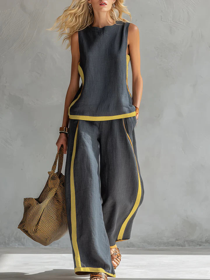 Maya | Two-Tone Gray Vest & Pant Set