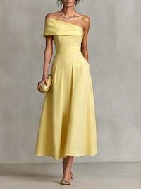 Maya | Linen One-Shoulder Midi Dress
