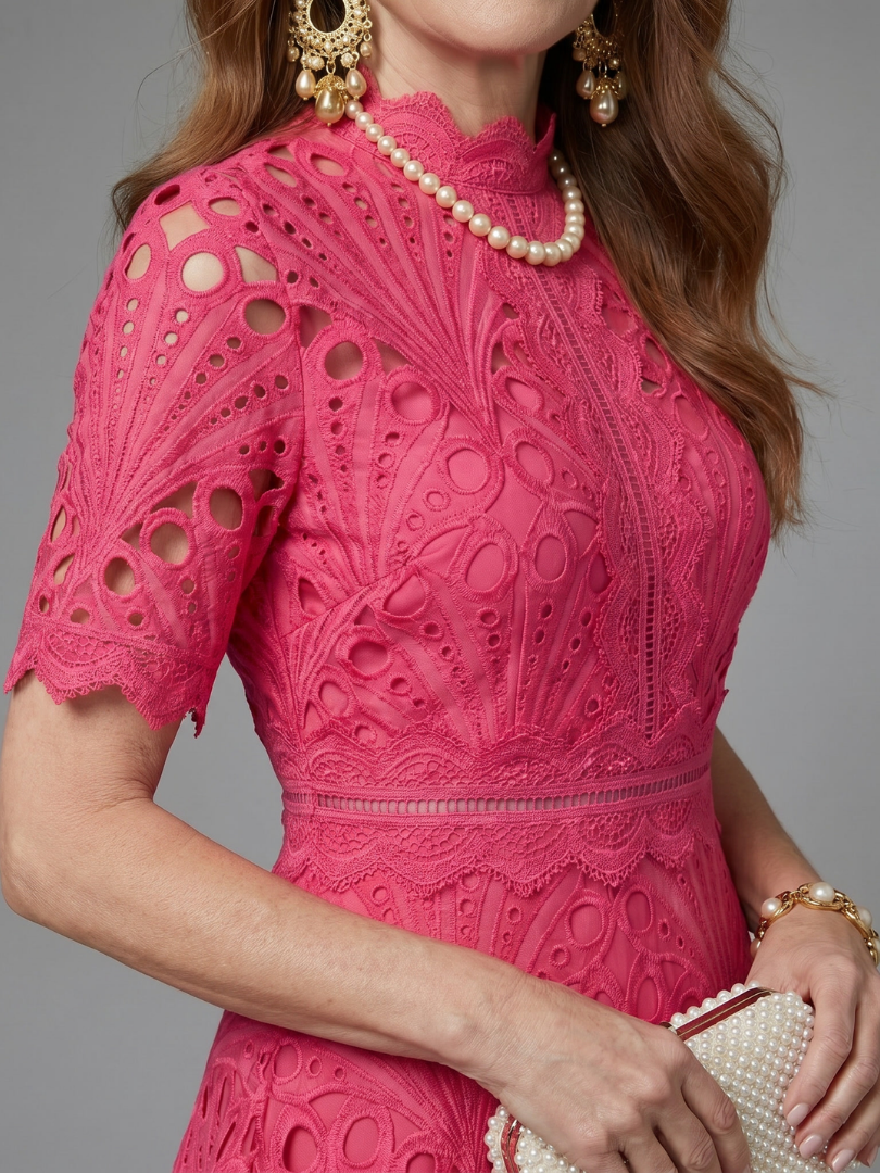Maya | Eyelet Lace Midi Dress