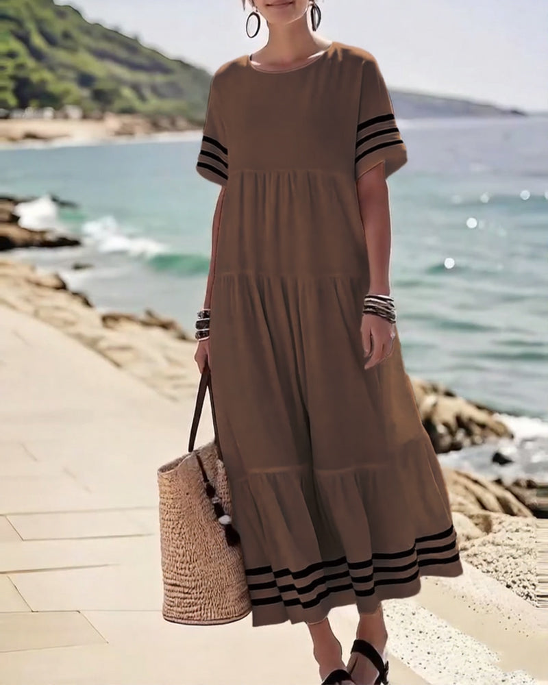 Sienna | Cotton-Blend Colorblock Midi Dress