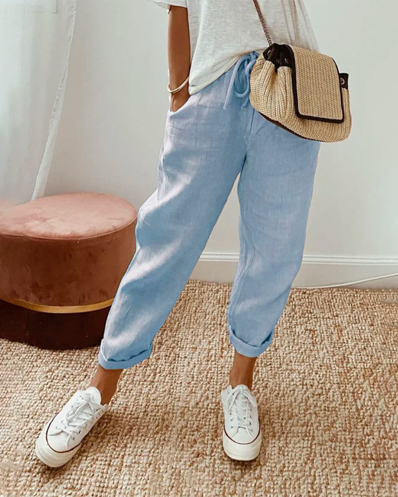 Maya | Cotton Mid-Waist Pants