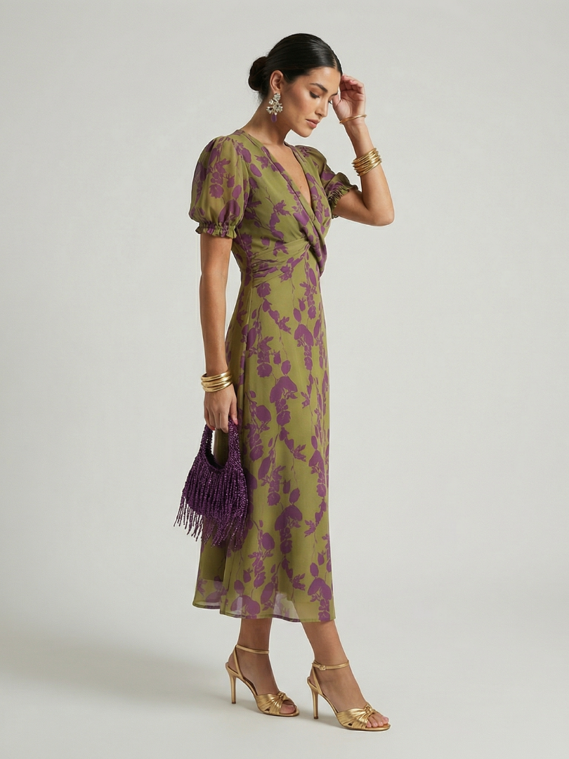 Maya | Floral Wrap Midi Dress