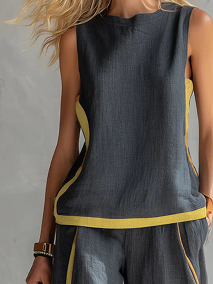Maya | Two-Tone Gray Vest & Pant Set