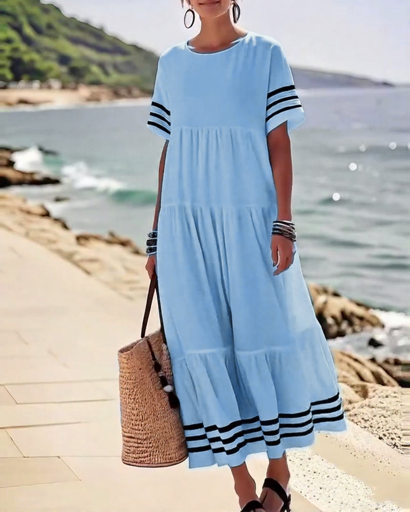 Sienna | Cotton-Blend Colorblock Midi Dress