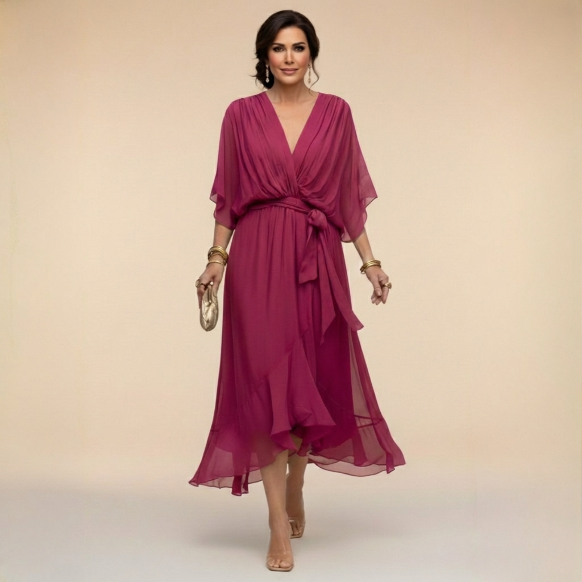 Sfumato | Chiffon Dress with V-Neck
