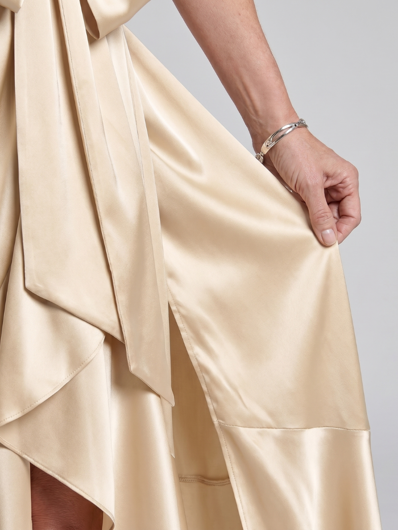 Marisol | Halter Wrap Asymmetric Midi Dress