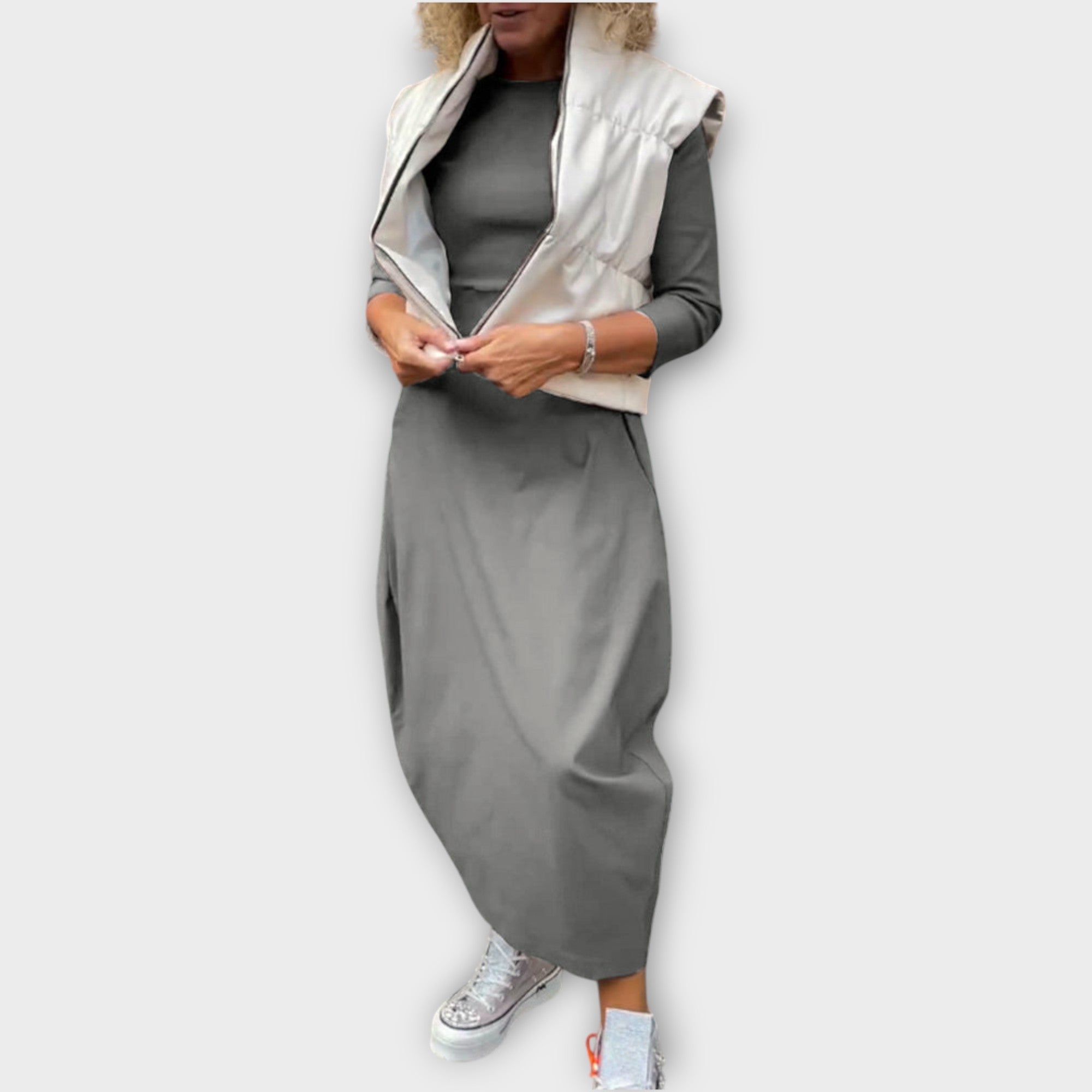 Marisol | Long-Sleeve Maxi Dress, Draped Silhouette