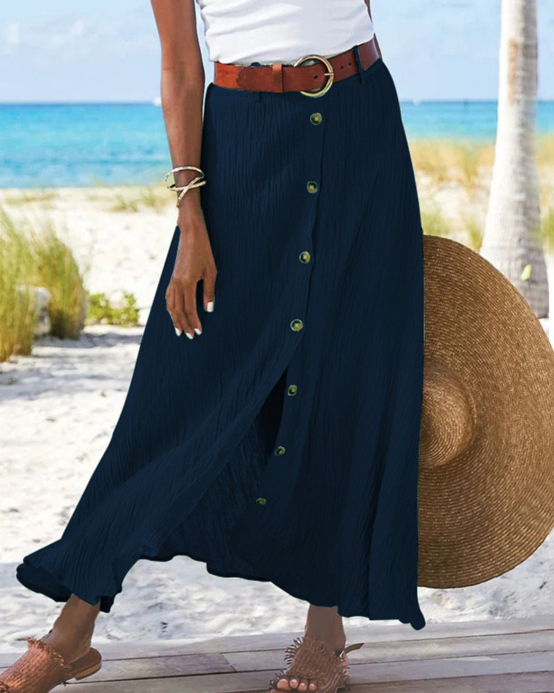 Elena | Button-Front Fluid Skirt