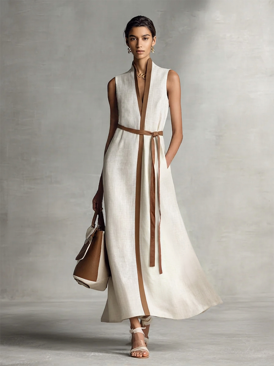 Leah | Cotton-Linen Maxi Dress