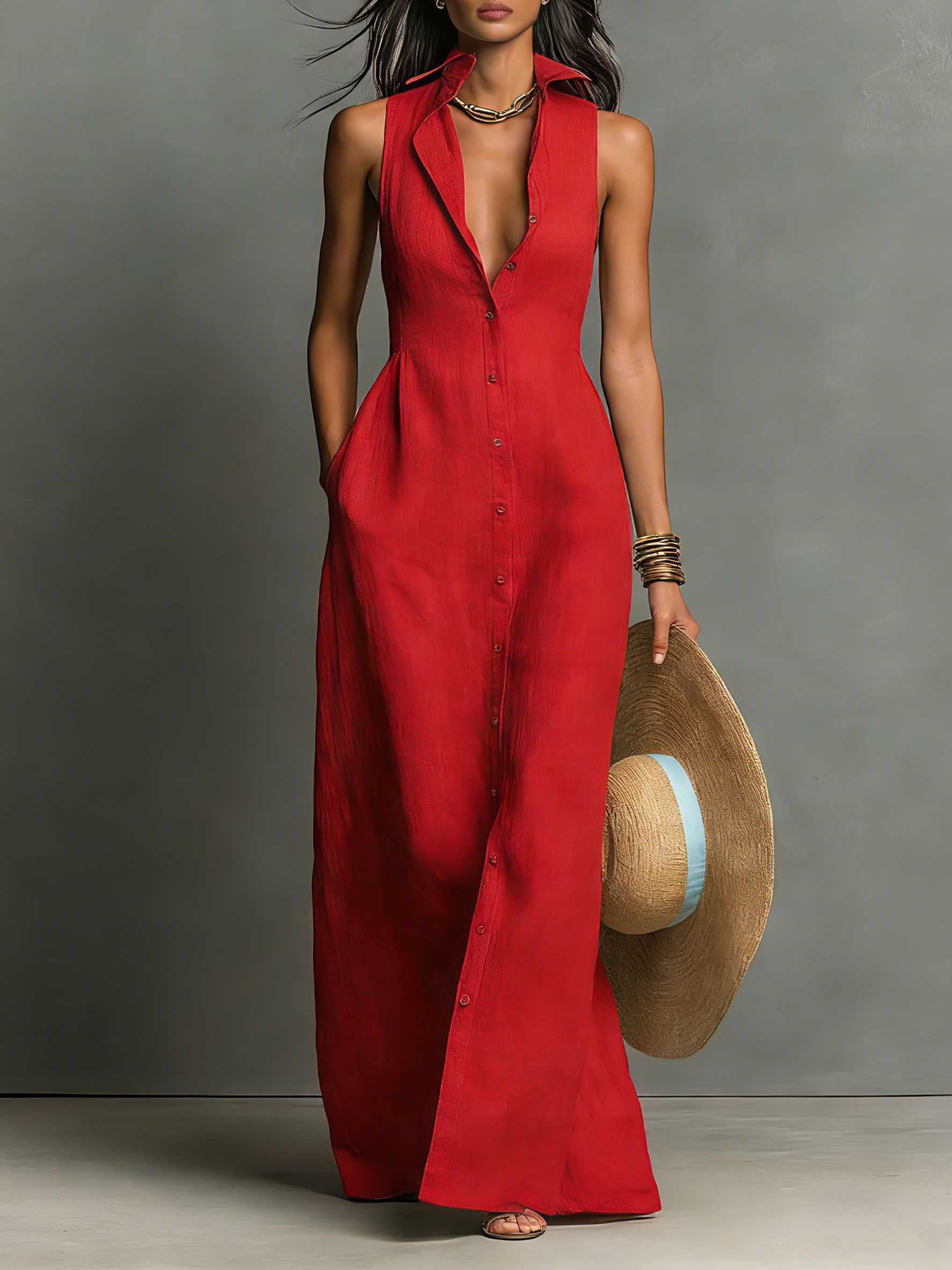Elena | Linen-Blend Shirt Dress