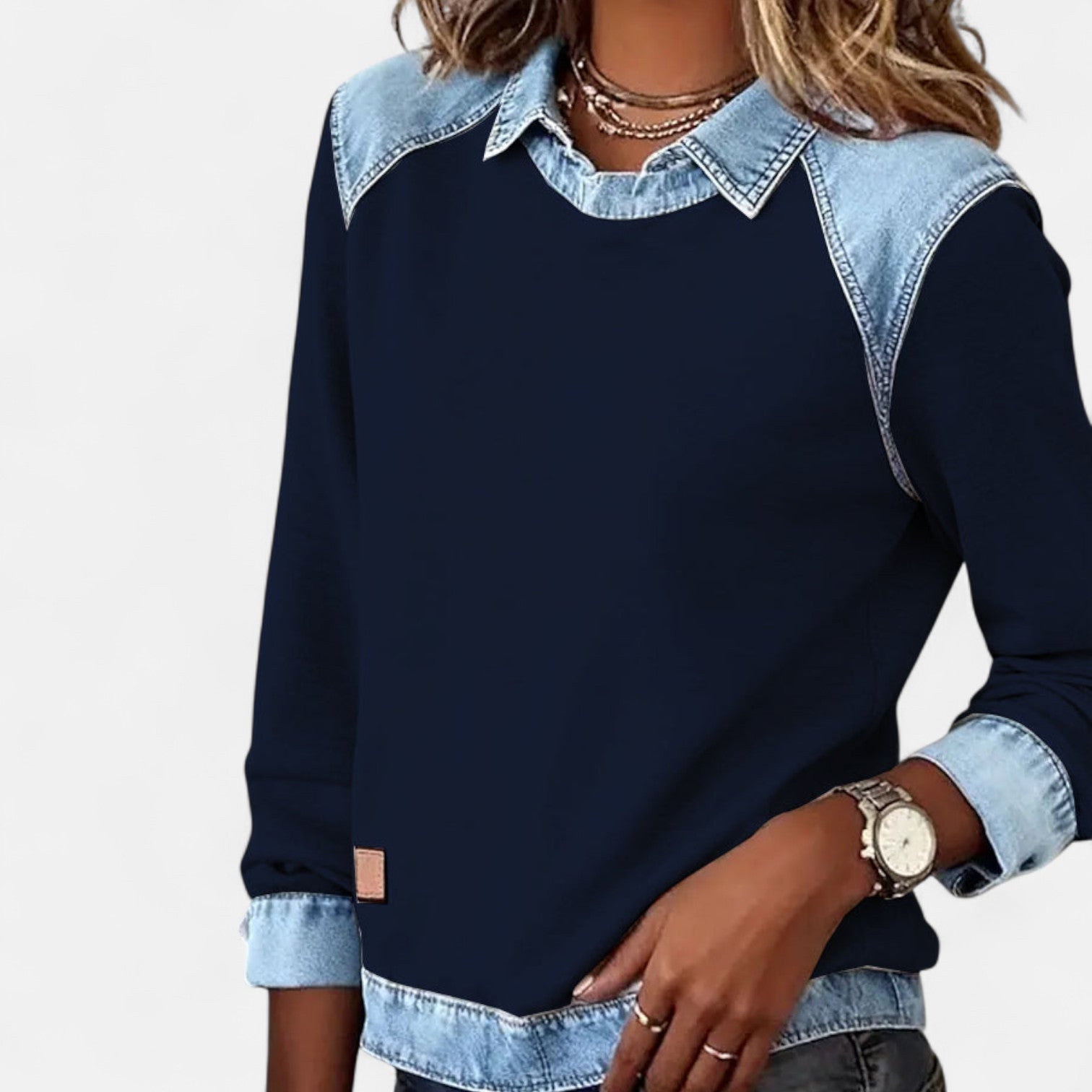 Collared Long-Sleeve Blouse