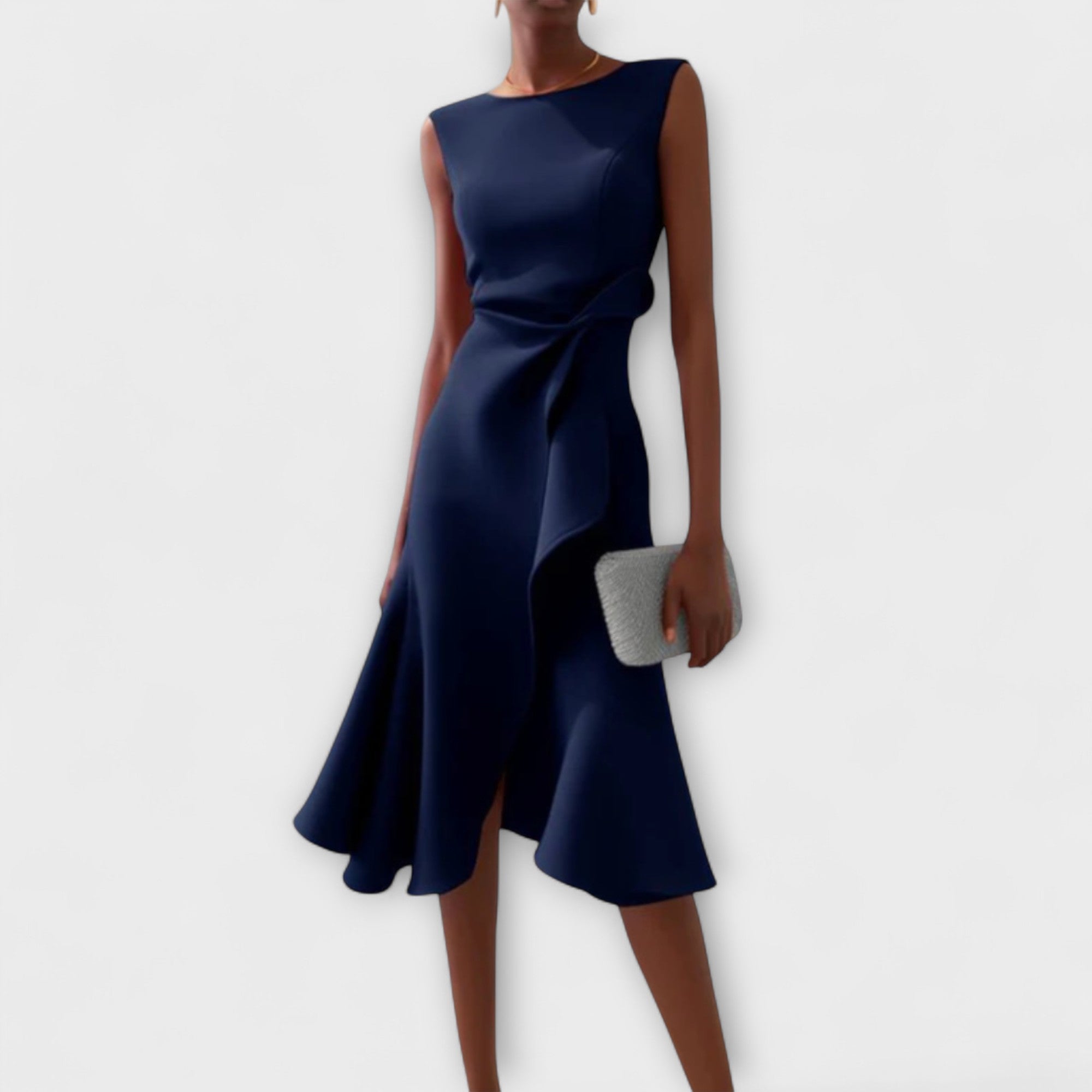 Nora | Midi Dress with Asymmetric Drape