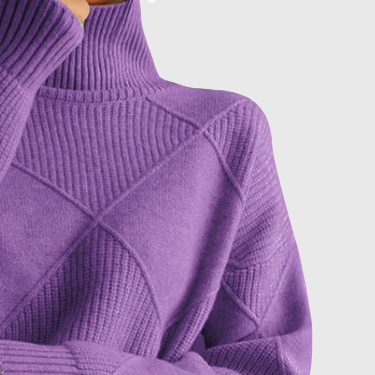 Geometric Knit Turtleneck Sweater