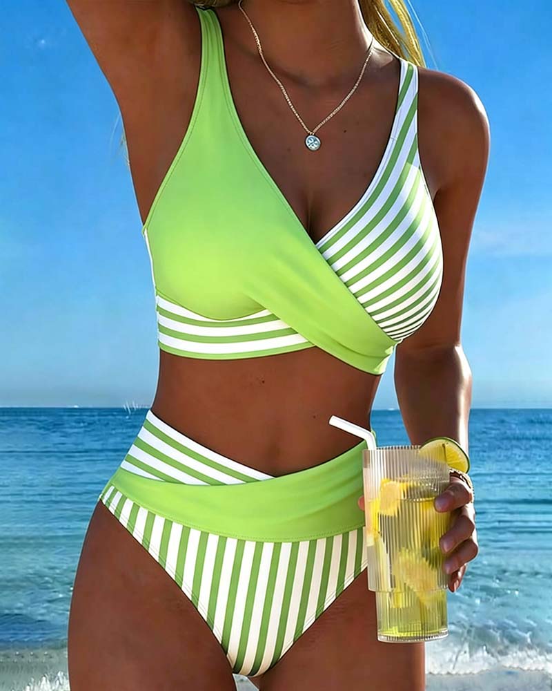 Harper | High-Waisted Striped Bikini