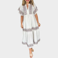 Harper | Embroidered Midi Dress