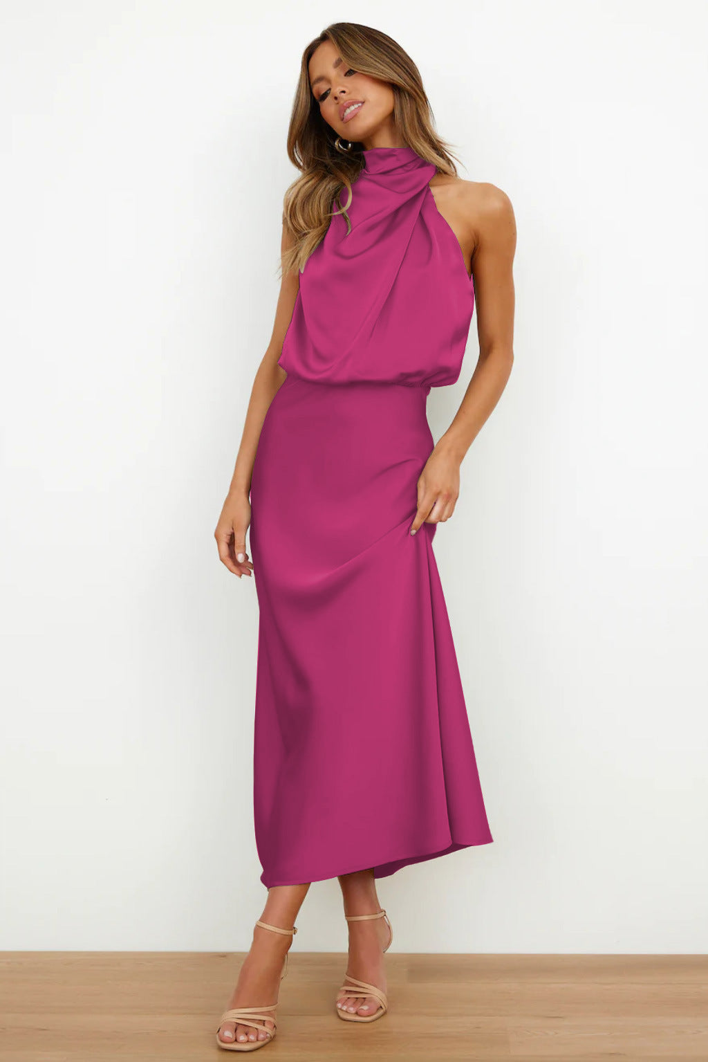 Naomi | High-Neck Draped Maxi Dress