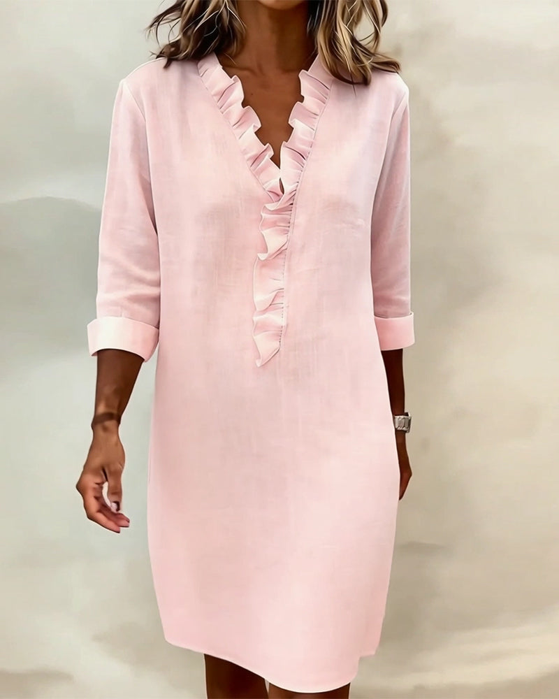 Naomi | Ruffled V-Neck Dress