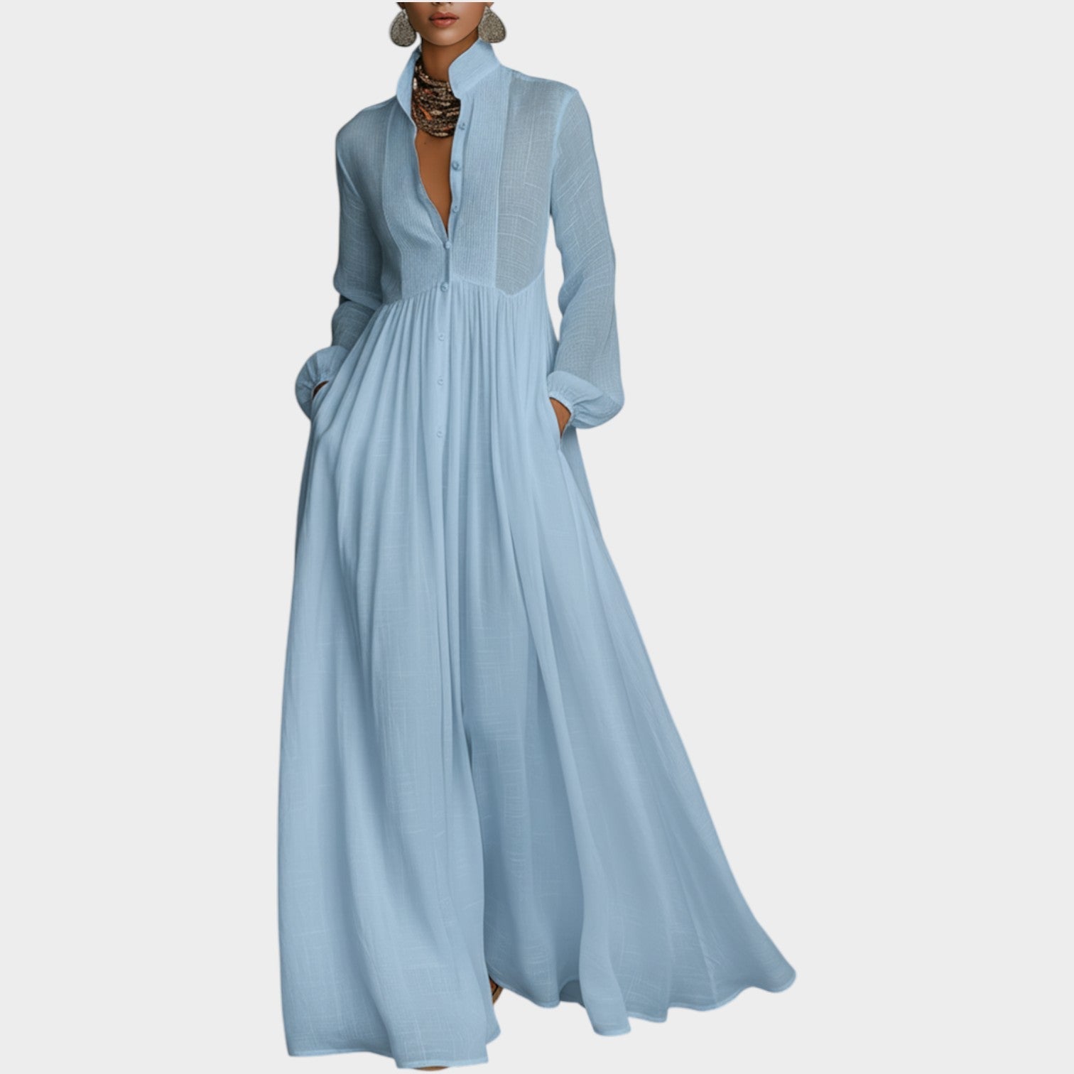 Madison | Button-Front Maxi Shirt Dress