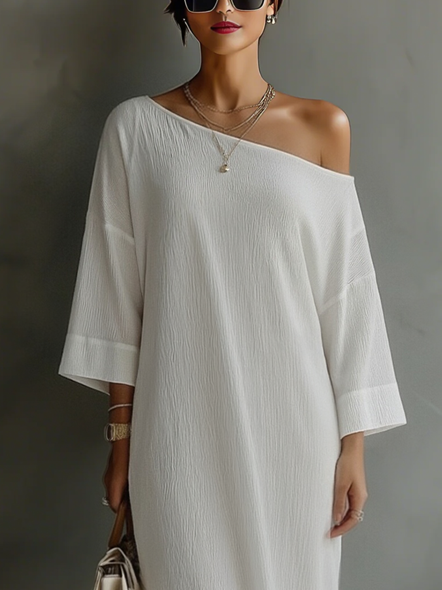 Maya | Cotton-Linen One-Shoulder Maxi Dress