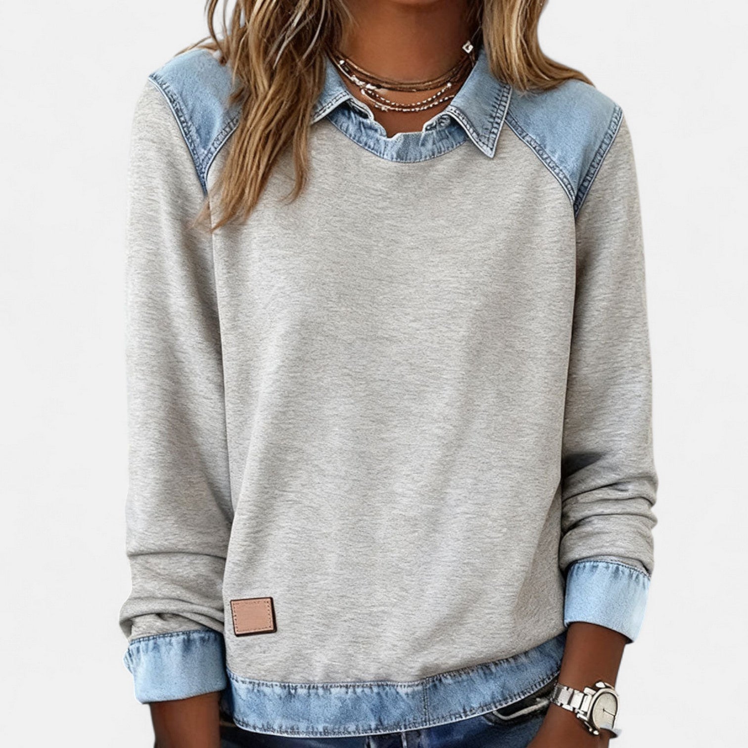Collared Long-Sleeve Blouse