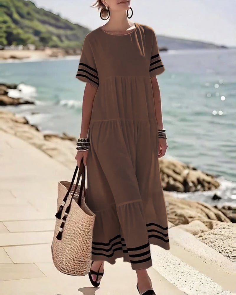 Sienna | Cotton-Blend Colorblock Midi Dress