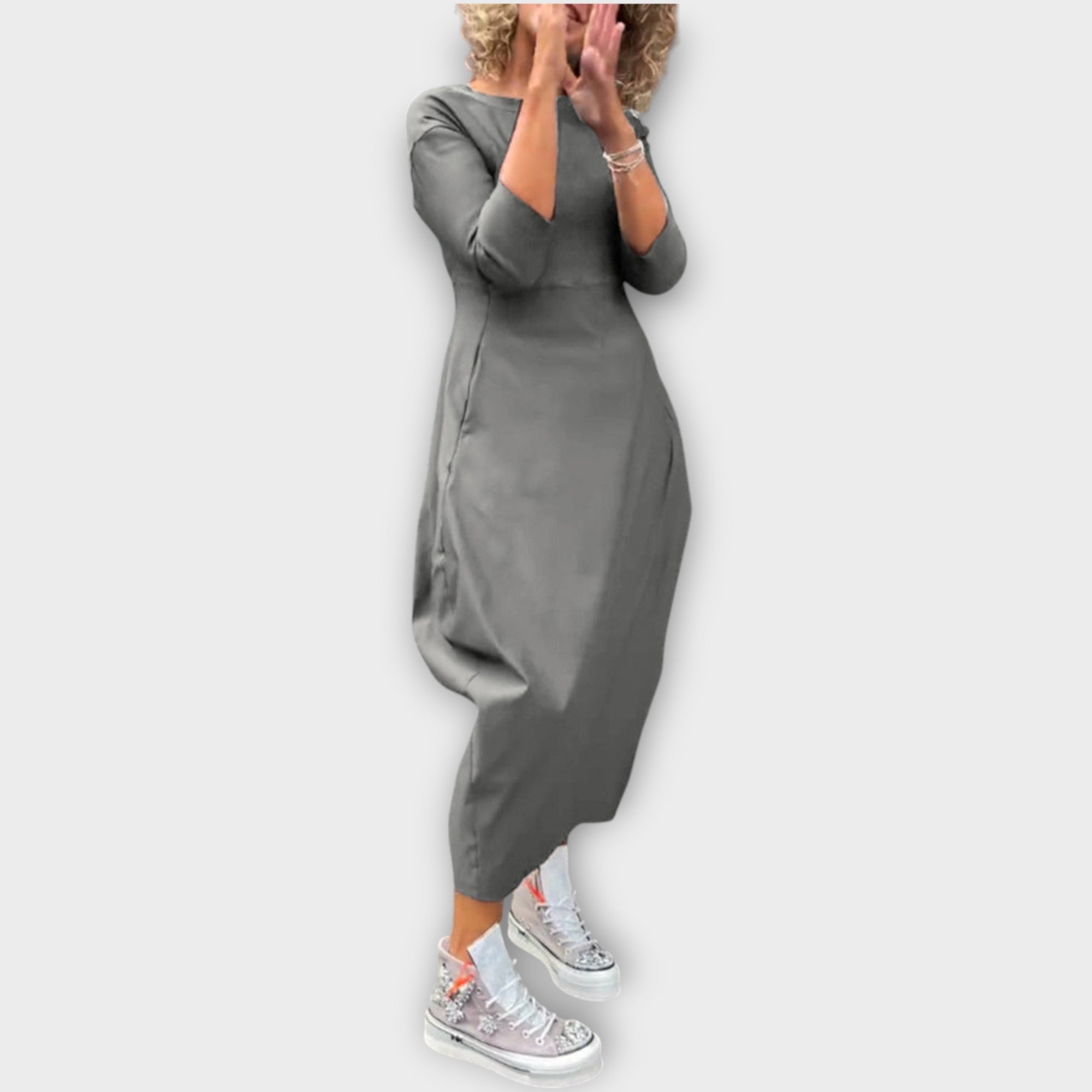 Marisol | Long-Sleeve Maxi Dress, Draped Silhouette