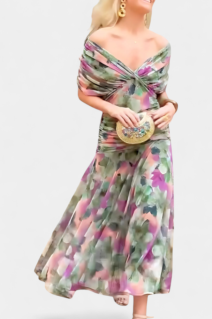 Florendra™ | Floral Long Dress V-Neck