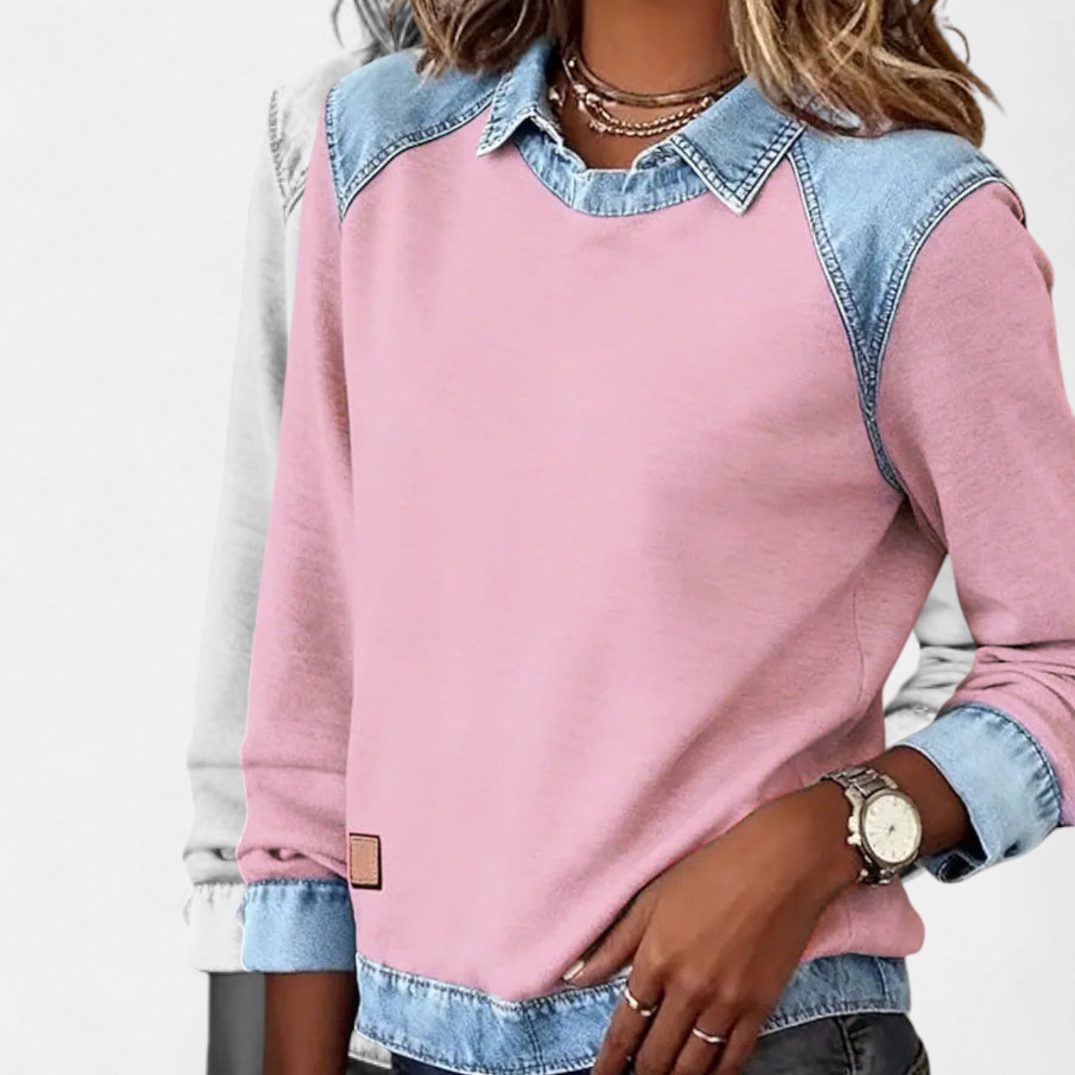 Collared Long-Sleeve Blouse