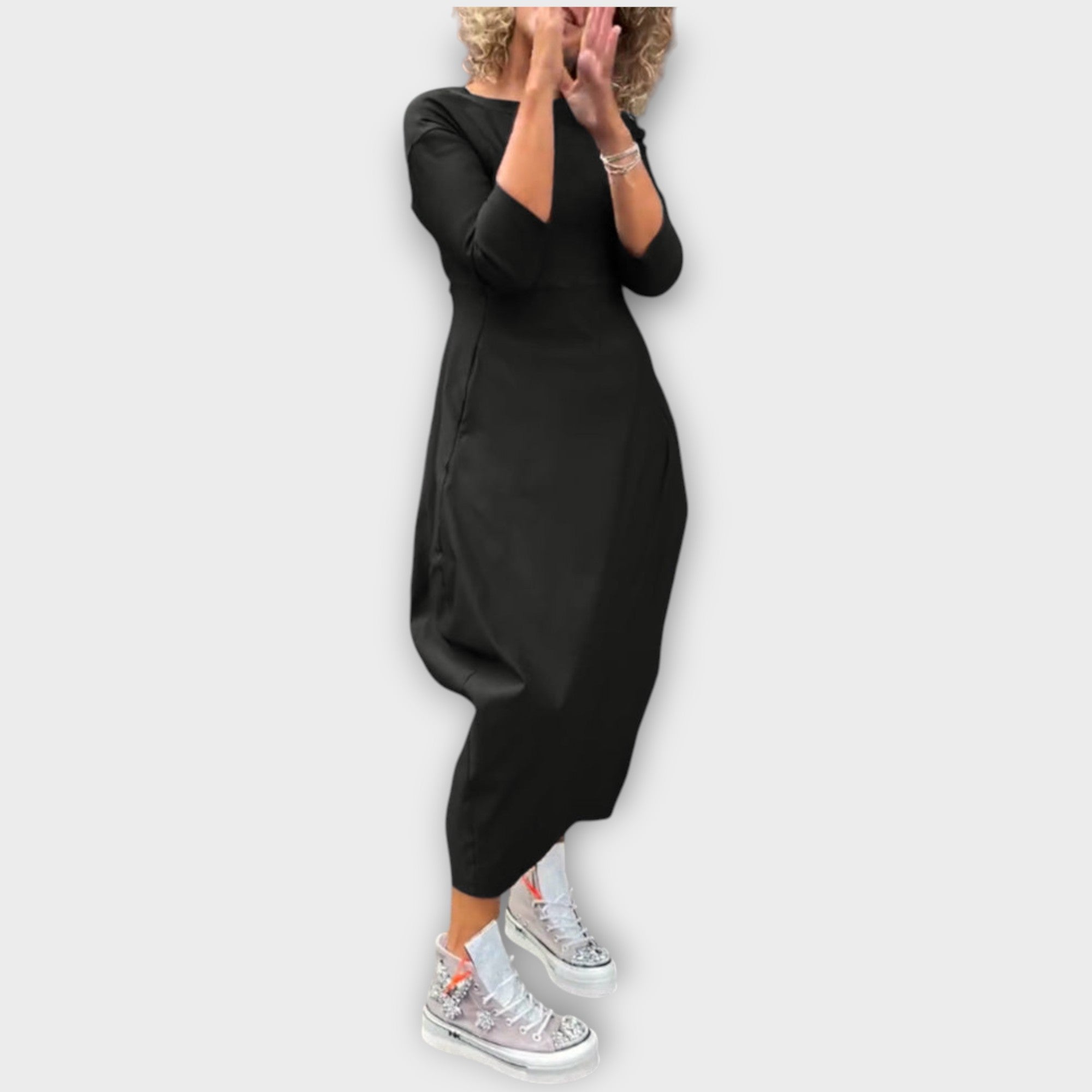 Marisol | Long-Sleeve Maxi Dress, Draped Silhouette