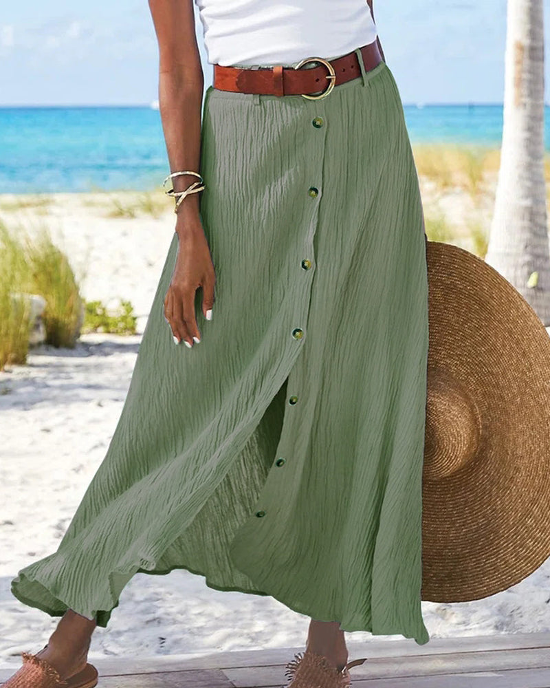 Elena | Button-Front Fluid Skirt