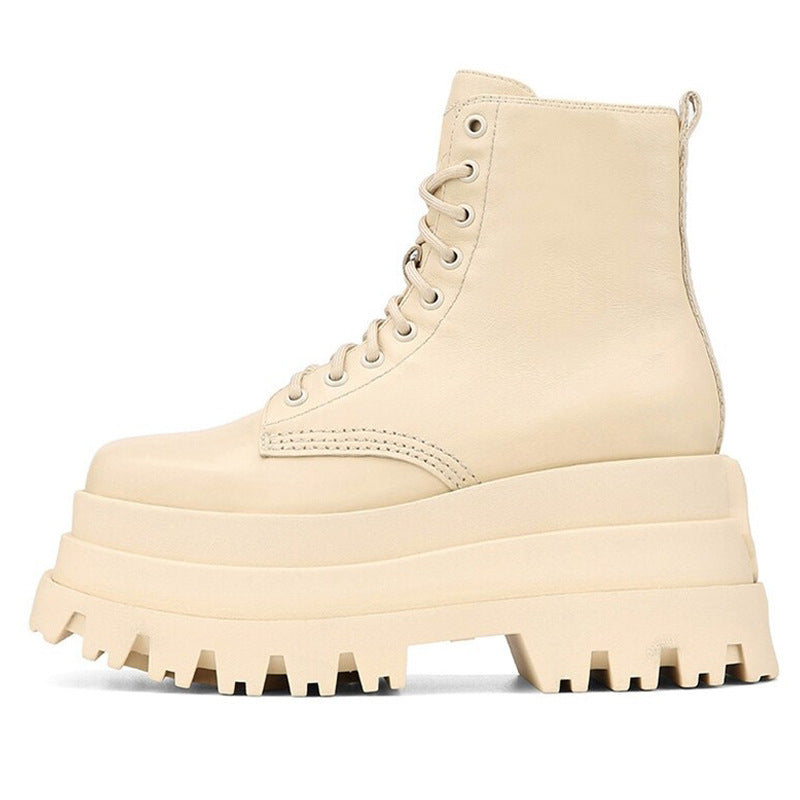 Women’s Chunky Lace-Up Platform Ankle Boots – Lug-Sole Combat Boots for Casual City and Alternative Wear