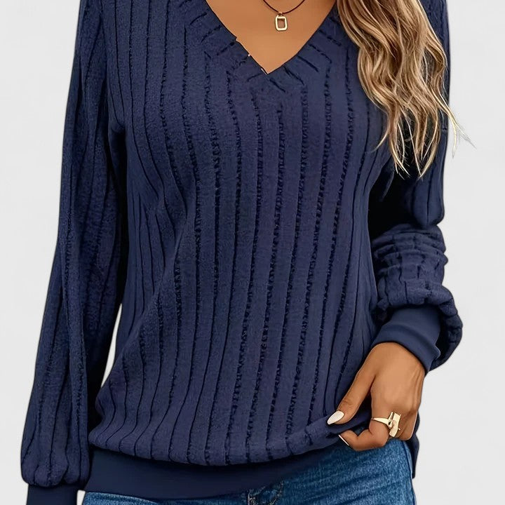 Ribbed V-Neck Sweater