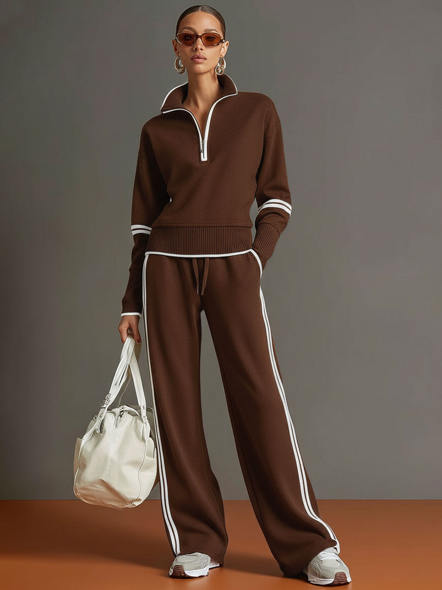 Priscilla - Elegant Sporty Complete with Half Zip Sweatshirt
