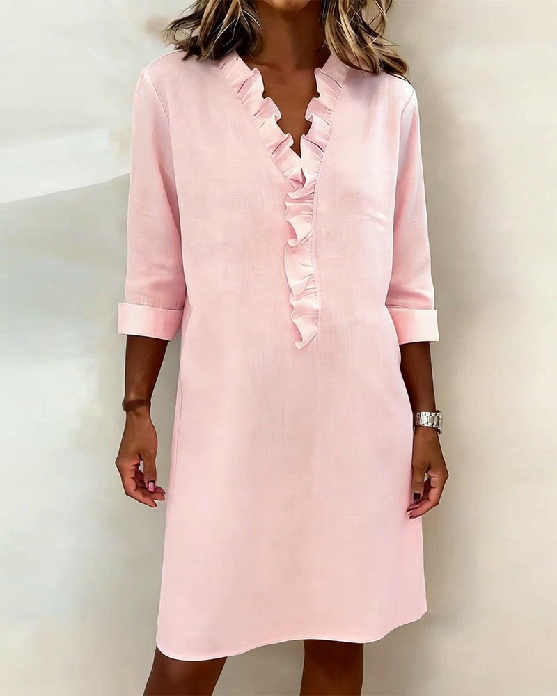 Naomi | Ruffled V-Neck Dress
