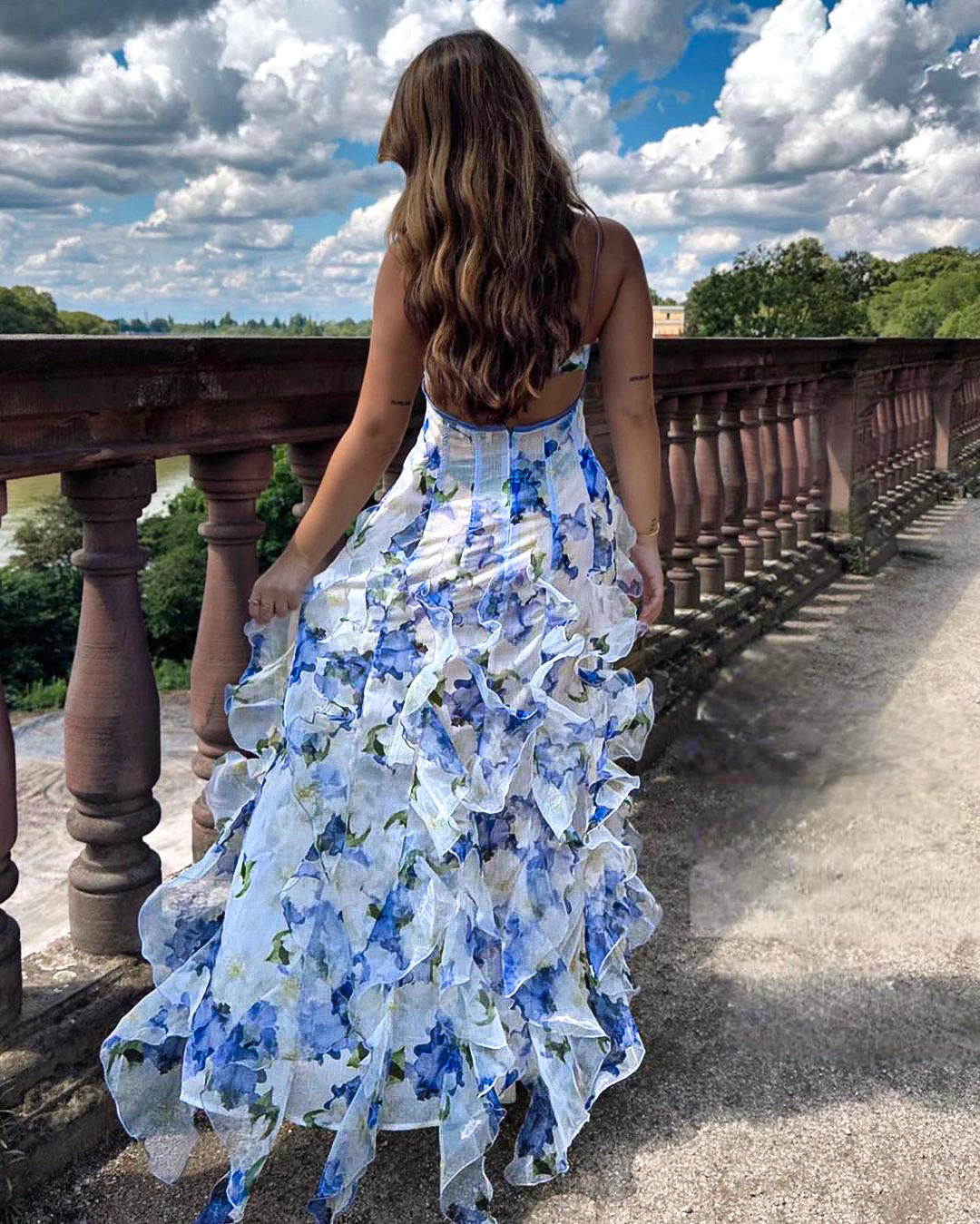 Eleanor | Floral Ruffled Midi Dress