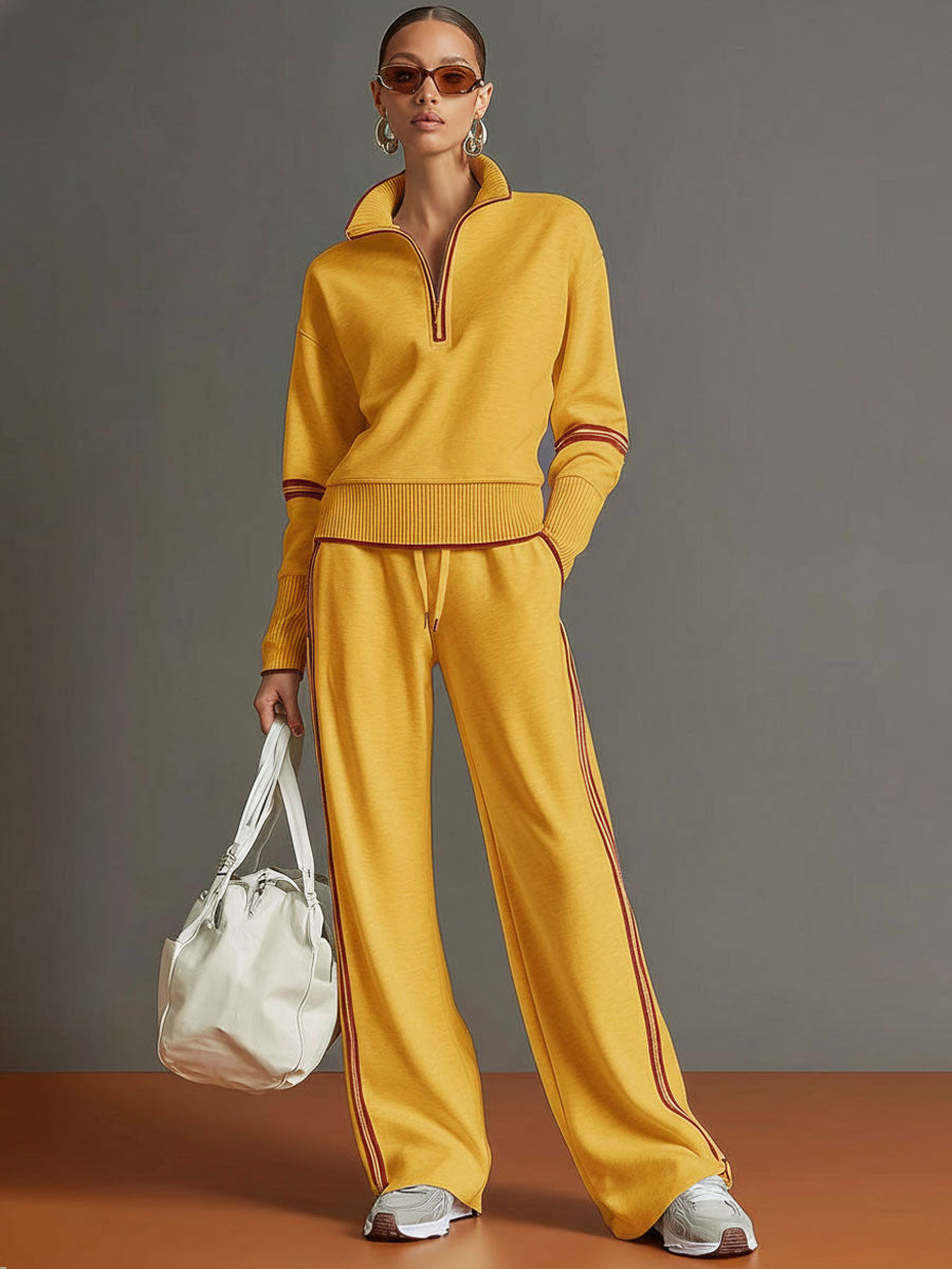 Priscilla - Elegant Sporty Complete with Half Zip Sweatshirt